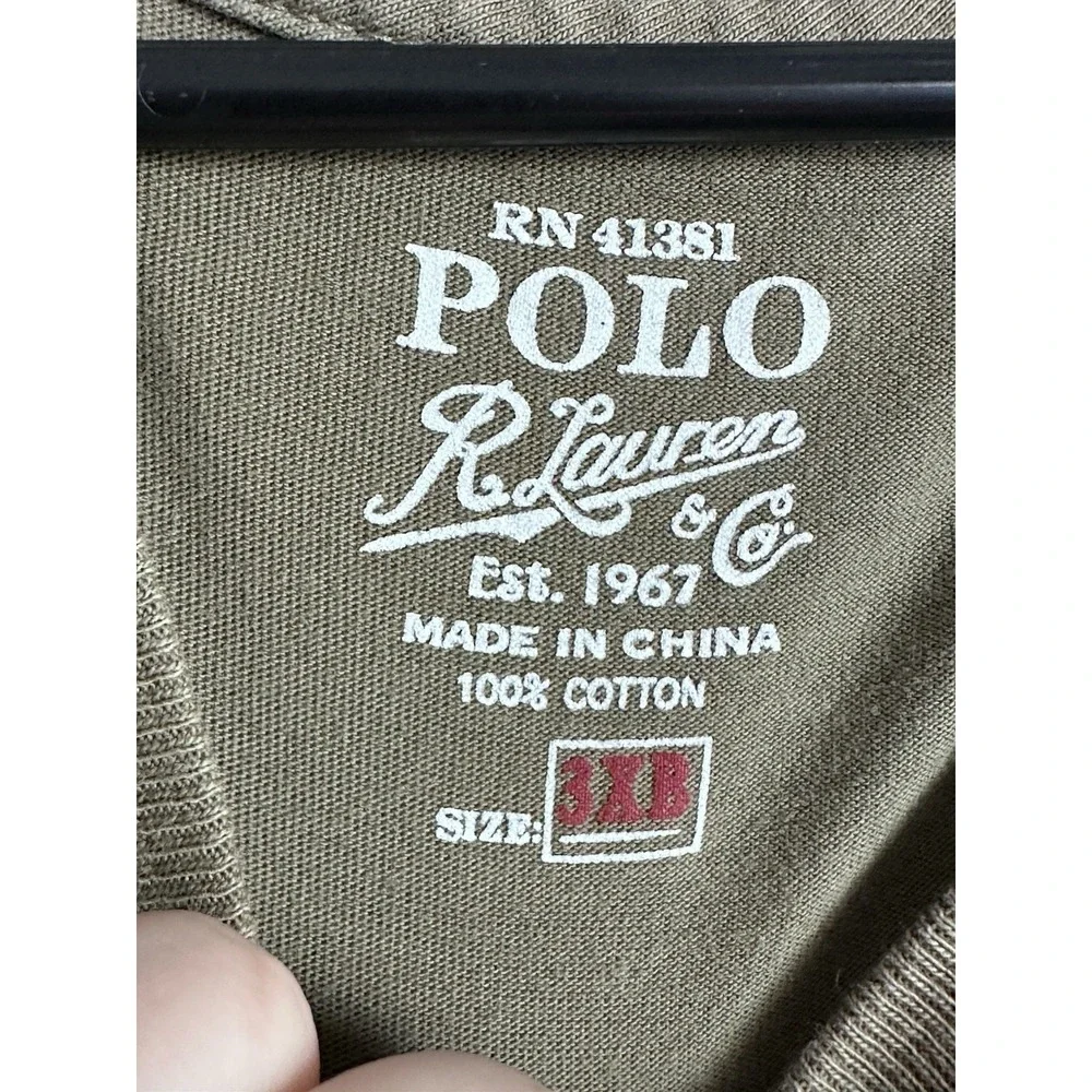 Polo Ralph Lauren Shirt Mens 3X/3XB Brown Long Sleeve Pocket Pony Tee Big & Tall